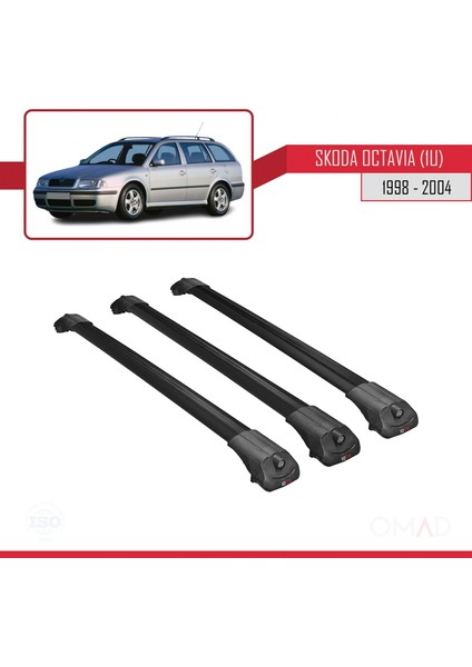 Skoda Octavia (1u) 1998-2004 Arası ile Uyumlu Ace-1 Ara Atkı Tavan Barı Siyah 3 Adet Bar