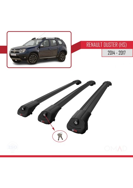 Renault Duster (Hs) 2014-2017 Arası ile Uyumlu Ace-1 Ara Atkı Tavan Barı Siyah 3 Adet Bar fırsatları
