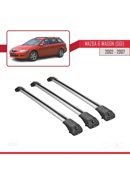 Mazda 6 (Gg1) 2002-2007 Arası ile Uyumlu Ace-1 Ara Atkı Tavan Barı Gri 3 Adet Bar modelleri