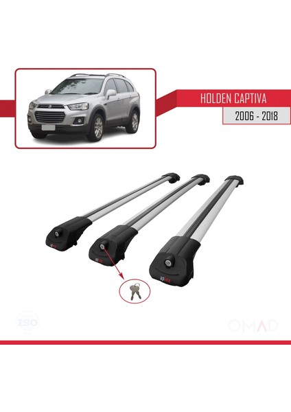 Holden Captiva 2006-2018 Arası ile Uyumlu Ace-1 Ara Atkı Tavan Barı Gri 3 Adet Bar
