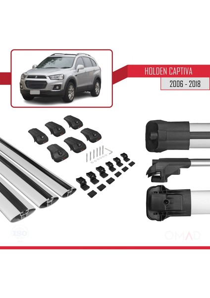Holden Captiva 2006-2018 Arası ile Uyumlu Ace-1 Ara Atkı Tavan Barı Gri 3 Adet Bar