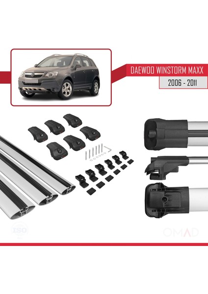 Daewoo Winstorm Maxx 2006-2011 Arası ile Uyumlu Ace-1 Ara Atkı Tavan Barı Gri 3 Adet Bar indirimleri