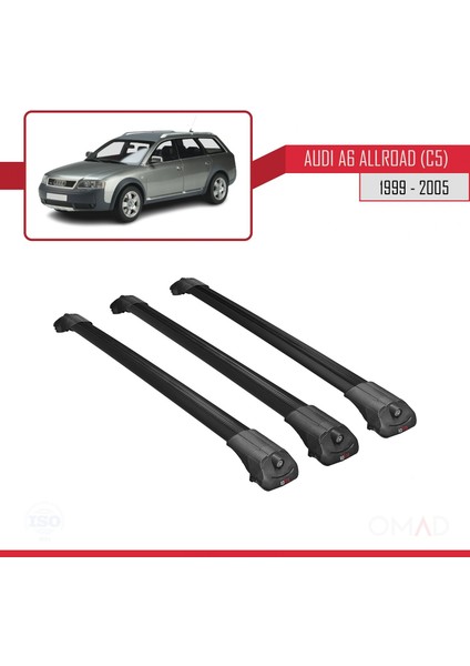 Audi A6 Allroad (C5) 1999-2005 Arası ile Uyumlu Ace-1 Ara Atkı Tavan Barı Siyah 3 Adet Bar modelleri
