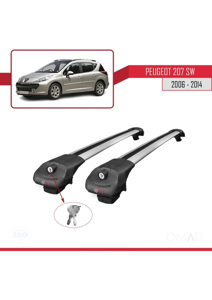 Peugeot 207 Sw 2006-2014 Arası ile Uyumlu Ace-1 Ara Atkı Tavan Barı Gri fırsatları