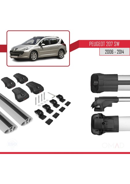 Peugeot 207 Sw 2006-2014 Arası ile Uyumlu Ace-1 Ara Atkı Tavan Barı Gri indirimleri