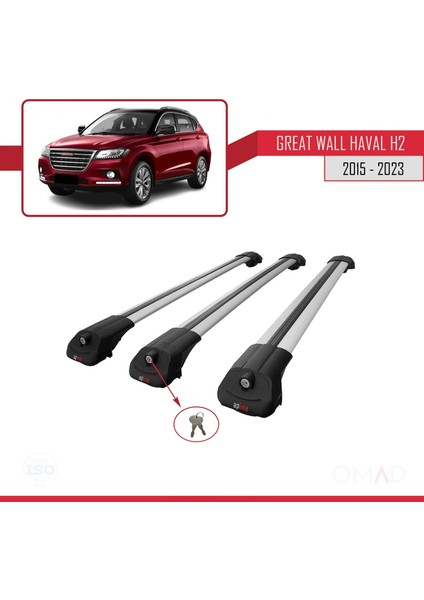 Great Wall Haval H2 2015 ve Sonrası ile Uyumlu Ace-1 Ara Atkı Tavan Barı Gri 3 Adet Bar