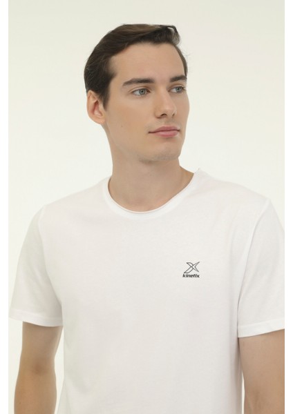 M-SN234 Bsc Raw Edge 3fx Beyaz Erkek Kısa Kol T-Shirt