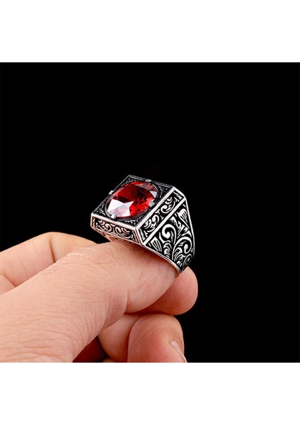 925 Ayar Kalem Işleme Motifli Zirkon Taşlı Erkek Yüzük Silver modelleri