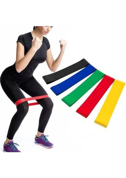 5 Kademeli Squat Bant Kas Germe Kalça Egzersiz Direnç Lastiği Plates Fitness Direnç Lastiği 5'li Set