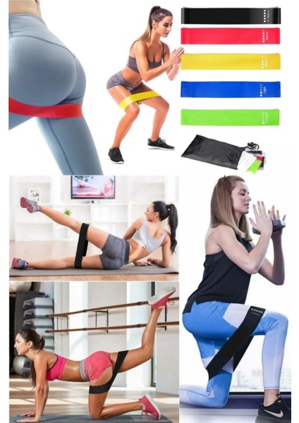 5 Kademeli Squat Bant Kas Germe Kalça Egzersiz Direnç Lastiği Plates Fitness Direnç Lastiği 5'li Set fiyatları