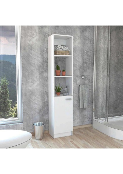 Aden Home Beyaz Banyo Dolabı, Çamaşır Makinesi Boy Dolabı, Çok Amaçlı Dolap, MBNY04