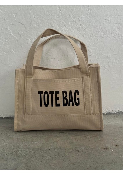 Kanvas Kumaş Totebag Vizon Kadın Omuz Çantası modelleri