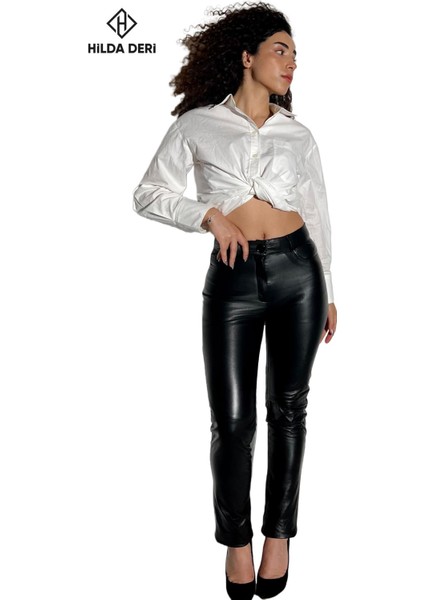 Jean Model Cepli Siyah Deri Pantolon Aster fiyatları