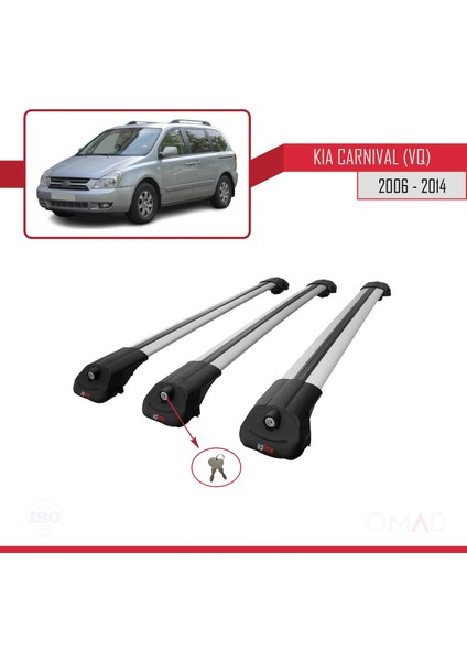 Kia Carnival (Vq) 2006-2014 Arası ile Uyumlu Ace-1 Ara Atkı Tavan Barı Gri 3 Adet Bar