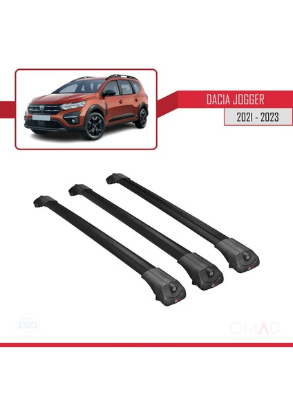 Dacia Jogger 2021 ve Sonrası ile Uyumlu Ace-1 Ara Atkı Tavan Barı Siyah 3 Adet Bar modelleri
