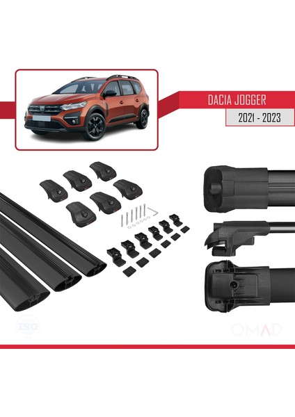 Dacia Jogger 2021 ve Sonrası ile Uyumlu Ace-1 Ara Atkı Tavan Barı Siyah 3 Adet Bar indirimleri