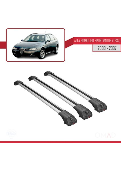 Alfa Romeo 156 Sportwagon (T932) 2000-2007 Arası ile Uyumlu Ace-1 Ara Atkı Tavan Barı Gri 3 Adet Bar modelleri