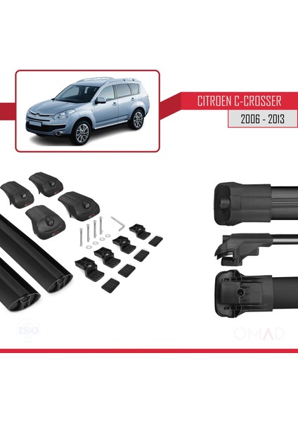 Citroen C-Crosser 2006-2013 Arası ile Uyumlu Ace-1 Ara Atkı Tavan Barı Siyah