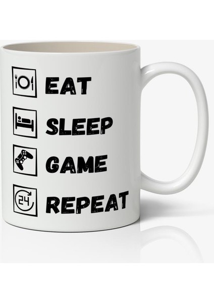 Eat Sleep Baskılı Kupa Bardak Baskılı Kahve Kupa Bardak-1