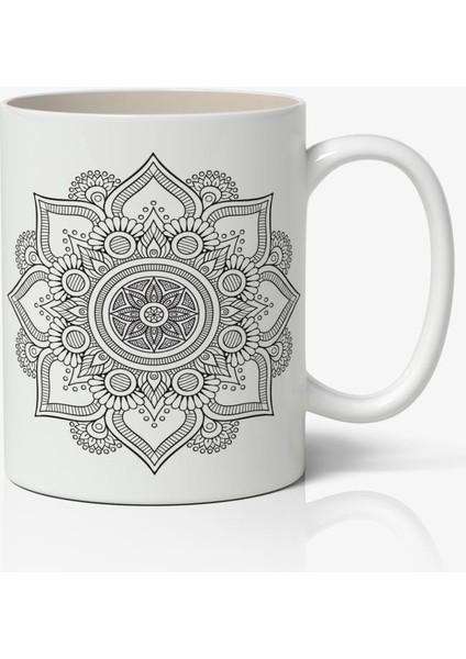 Yaşam Çiçeği Mandala Baskılı Kupa Bardak Baskılı Kahve Kupa Bardak-1