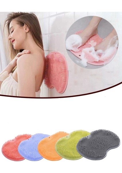 4 Adet Banyo Pedi El Ayak Vücut Silikon Masaj Duş Lifi Vantuzlu Banyo Fırçası Masaj Pedi 4 Adet