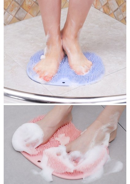 4 Adet Banyo Pedi El Ayak Vücut Silikon Masaj Duş Lifi Vantuzlu Banyo Fırçası Masaj Pedi 4 Adet