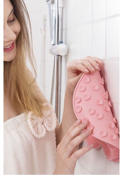 4 Adet Banyo Pedi El Ayak Vücut Silikon Masaj Duş Lifi Vantuzlu Banyo Fırçası Masaj Pedi 4 Adet