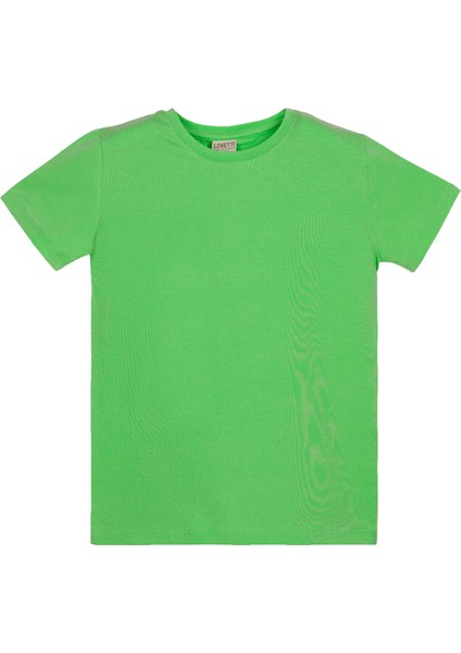 Fıstık Yeşil Basic Unisex Çocuk Sıfır Yaka Kısa Kollu Tişört