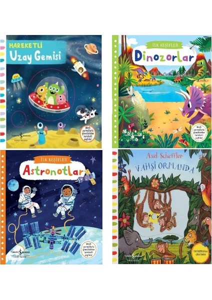 Hareketli Dinozorlar - Uzay Gemisi - Astronotlar - Vahşi Ormanda / Hareketli Kitaplar Serisi - Ciltli
