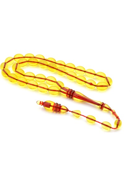 Usta Işi Arpa Kesim Zeytinyağı Rengi Toz Pres Kehribar Tesbih Dev Boy