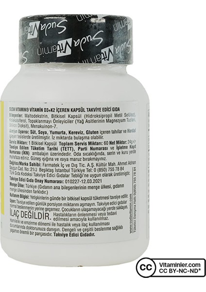 D Vitamin D3 + K2 60 Kapsül