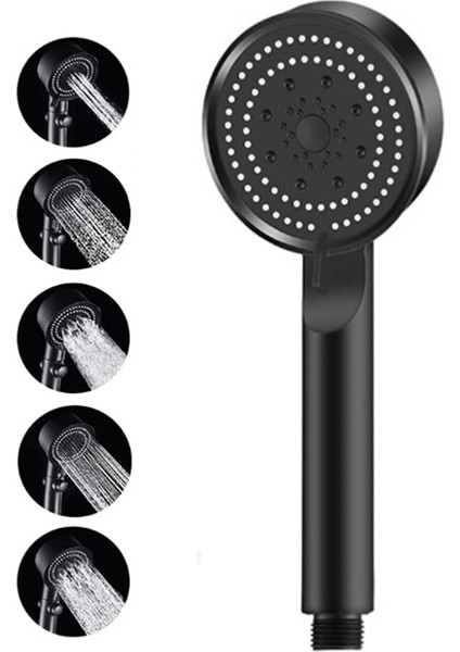 Indirimkap Turbo Fan 5 Fonksiyonlu Su Tasarruflu Duş Başlığı Turbo El Duşu Siyah