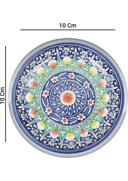 Mavi Radyal Çinili Yıkanabilir Kaydırmaz Ofis Çay Fincan Bardak Altlığı 10X10CM 6 Adet