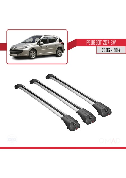 Peugeot 207 Sw 2006-2014 Arası ile Uyumlu Ace-1 Ara Atkı Tavan Barı Gri 3 Adet Bar modelleri
