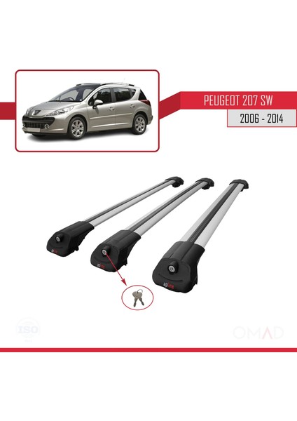 Peugeot 207 Sw 2006-2014 Arası ile Uyumlu Ace-1 Ara Atkı Tavan Barı Gri 3 Adet Bar fırsatları