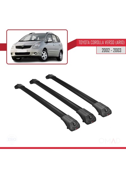 Toyota Corolla Verso (AR10) 2002-2003 Arası ile Uyumlu Ace-1 Ara Atkı Tavan Barı Siyah 3 Adet Bar modelleri