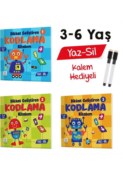 3-6 Yaş Kodlama Kitabım Seti Yaz-Sil