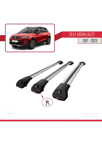 Seat Arona (Kj7) 2017 ve Sonrası ile Uyumlu Ace-1 Ara Atkı Tavan Barı Gri 3 Adet Bar