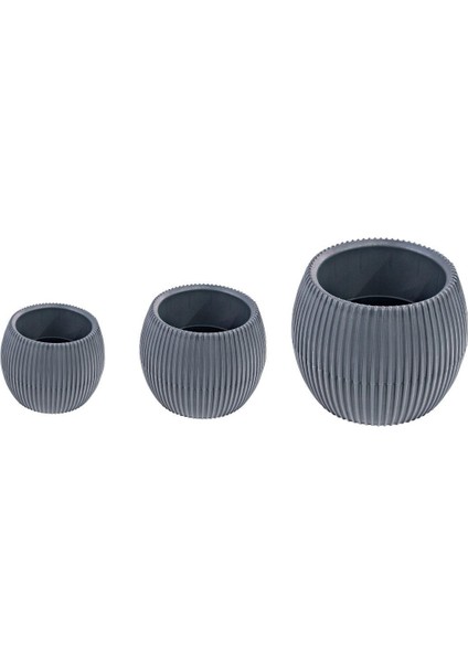 Kaktüs Saksı 3lü Set Antrasit