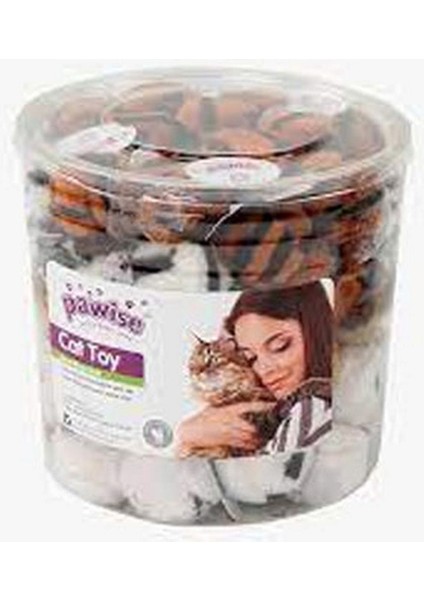 Kedi Oyuncağı Desenli Top 60 Adet Kutulu