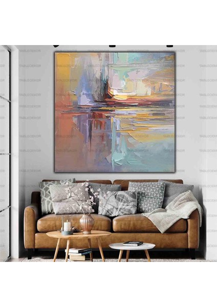 Soyut Tekne Manzaralı Yağlı Boya Dokulu Tablo