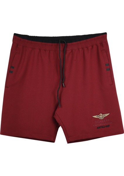 Erkek Büyük Beden Likralı Penye Şort Dekons Bordo