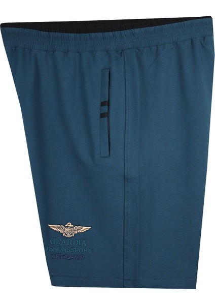 Erkek Büyük Beden Likralı Penye Şort Dekons Petrol Yeşil modelleri