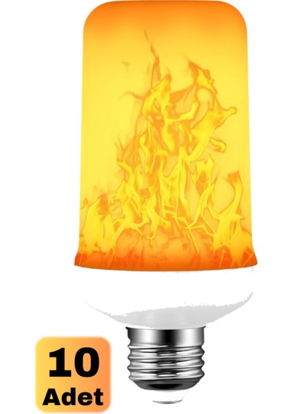 10 Adet Alevli LED Ampul Yatak Odası Gece Konsept Fantastik Romantik Gece Lambası Ateş Ampul
