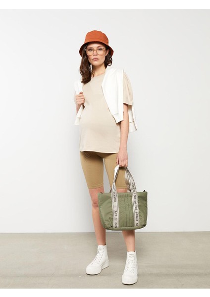 Maternity Beli Lastikli Düz Hamile Biker Tayt modelleri