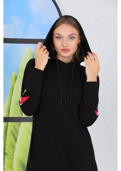 Kapüşonlu Tam Boy Kadın Uzun Elbise Siyah indirimleri