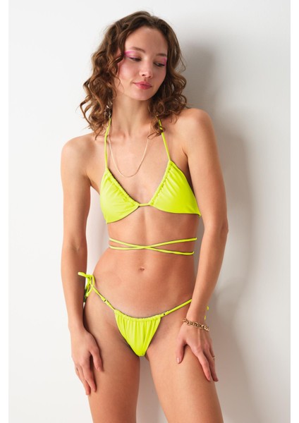 Aqua Üçgen Bikini Tek Üst Neon Sarı 239105