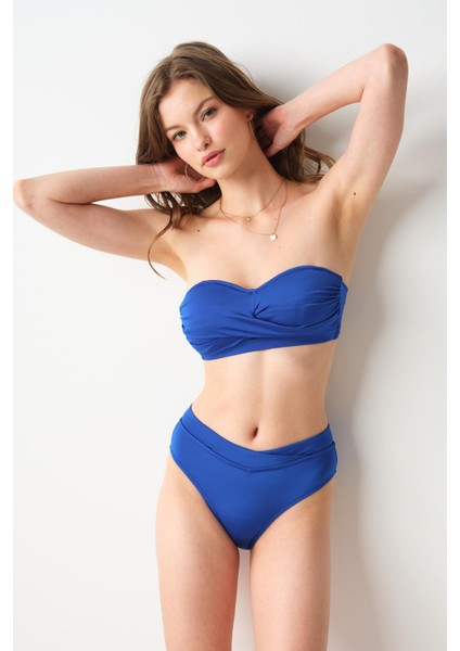 Dennis Soft Straplez Bikini Tek Üst Saks 239109