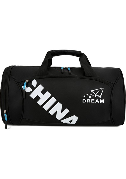 Spor Fitness Çantası Erkekler ve Kadınlar Yüzme Çantası Mektup Baskı Büyük Kapasiteli Seyahat Çantası (Yurt Dışından)