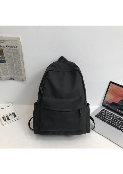 Öğrenci Okul Çantası Tek Renkli Sırt Çantası Kadın Büyük Kapasiteli Sırt Çantası (Yurt Dışından)
